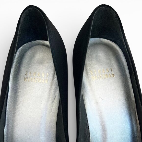 STUART WEITZMAN Vintage Y2K Black Crepe Pointed Toe Pumps 3” Heel Classic - Picture 10 of 12